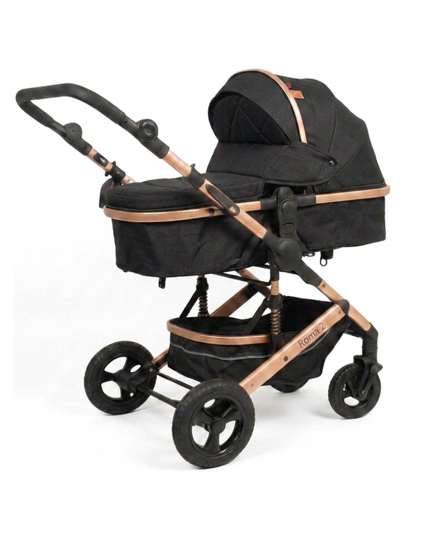 Coche Cuna con Moisés Reversible – Diseño Premium Dorado