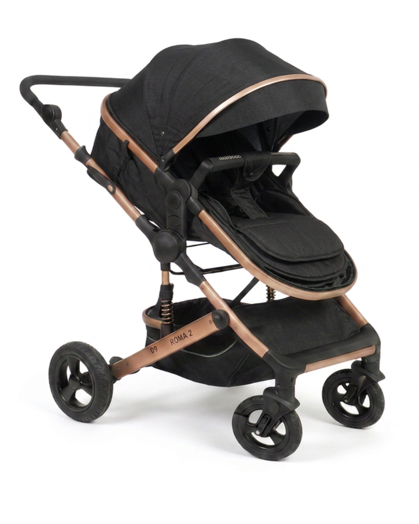 Coche Cuna con Moisés Reversible – Diseño Premium Dorado