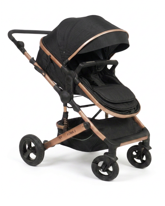 Coche Cuna con Moisés Reversible – Diseño Premium Dorado