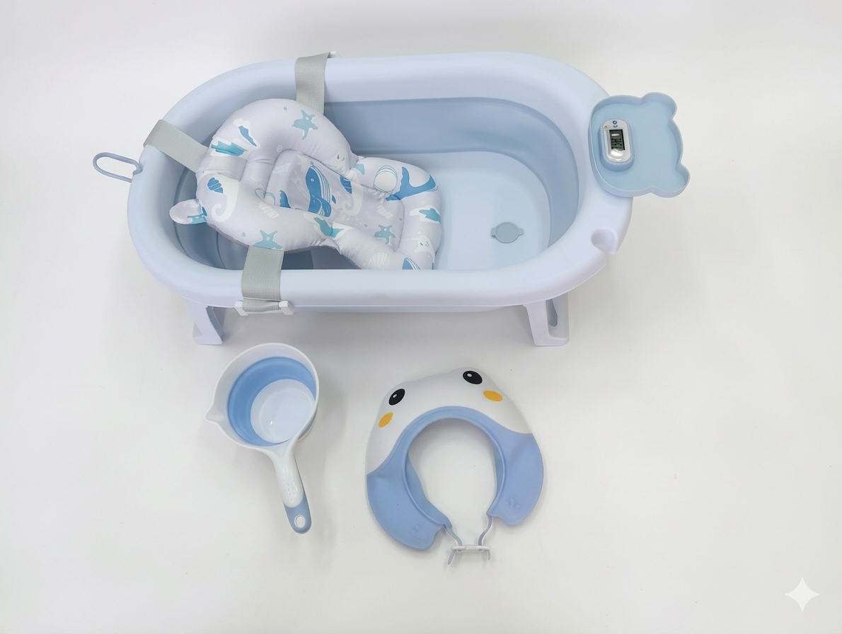 Bañera Plegable para Bebé  "PREMIUM" con Termómetro Digital y Accesorios